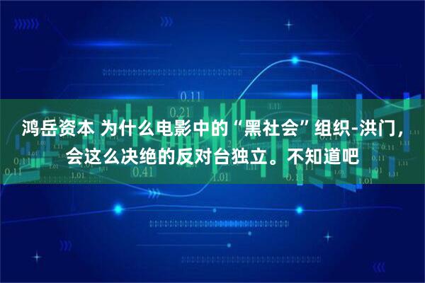 鸿岳资本 为什么电影中的“黑社会”组织-洪门,会这么决绝的反对台独立。不知道吧